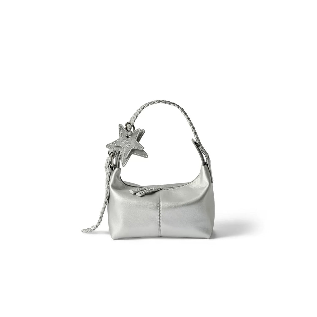 ECODAY Woven Faux Leather Zip-Top Shoulder Bag