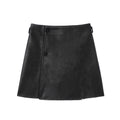 LIMPIDOCULUS Retro Feeling Old Polished Leather Skirt Short Skirt