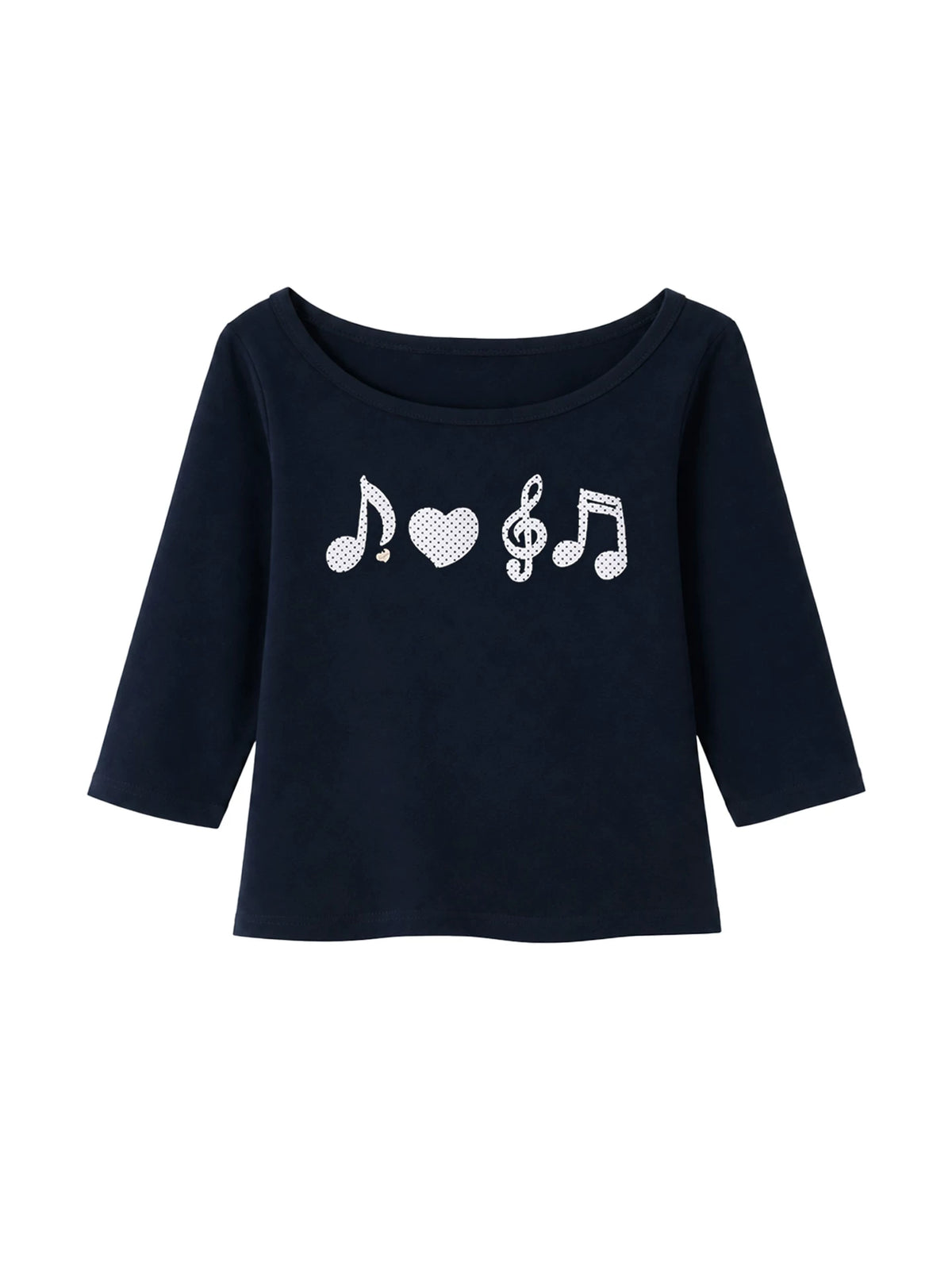 Two days off lab Music Note Off-Shoulder Slim Fit Tee