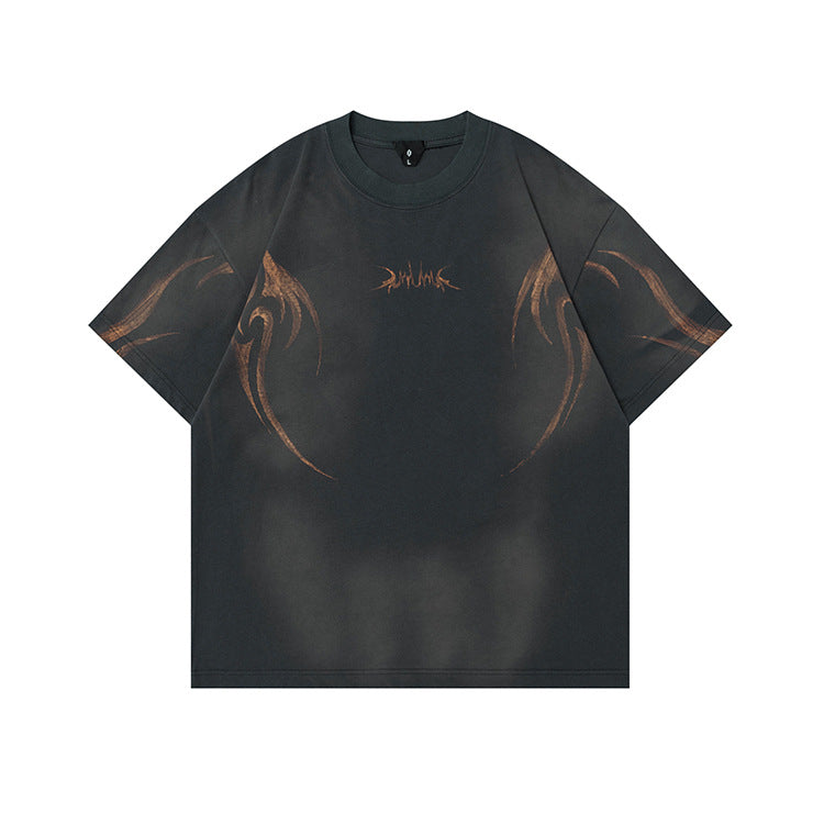 #OVDY 270g heavy tie dye shoulder round neck tee