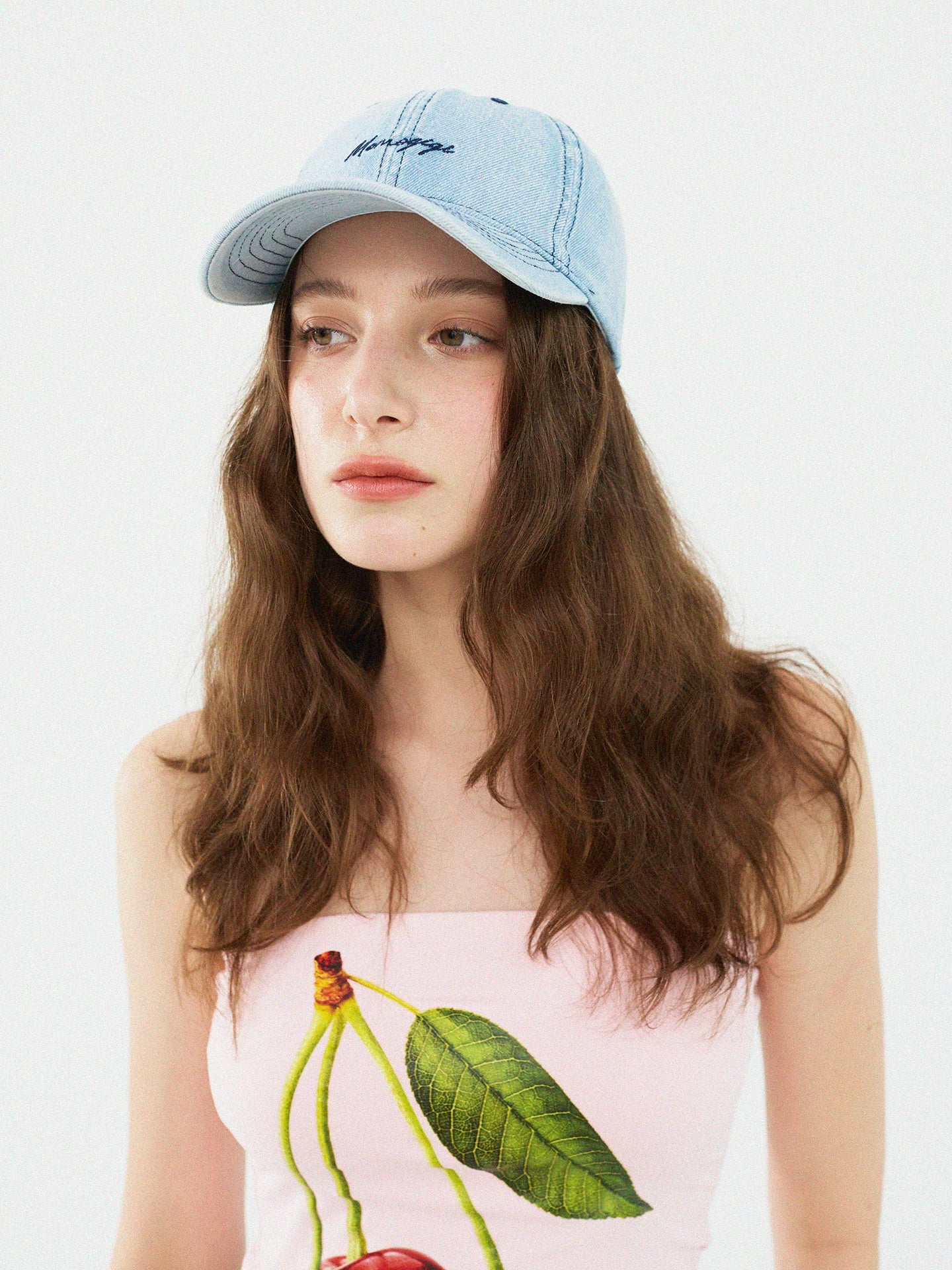 Momogigi Vintage Denim Embroidered Baseball Cap