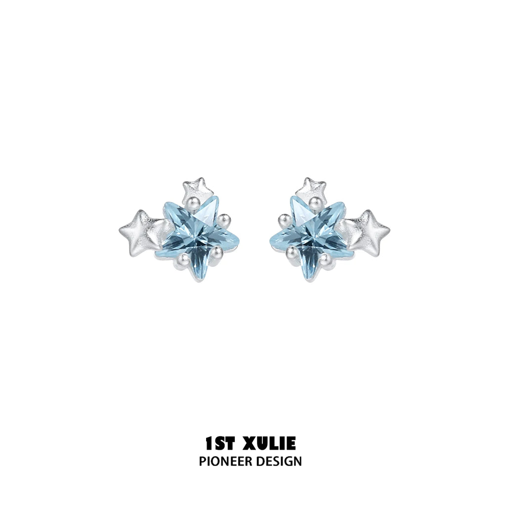 1ST XULIE Sterling Silver Star Stud Earrings