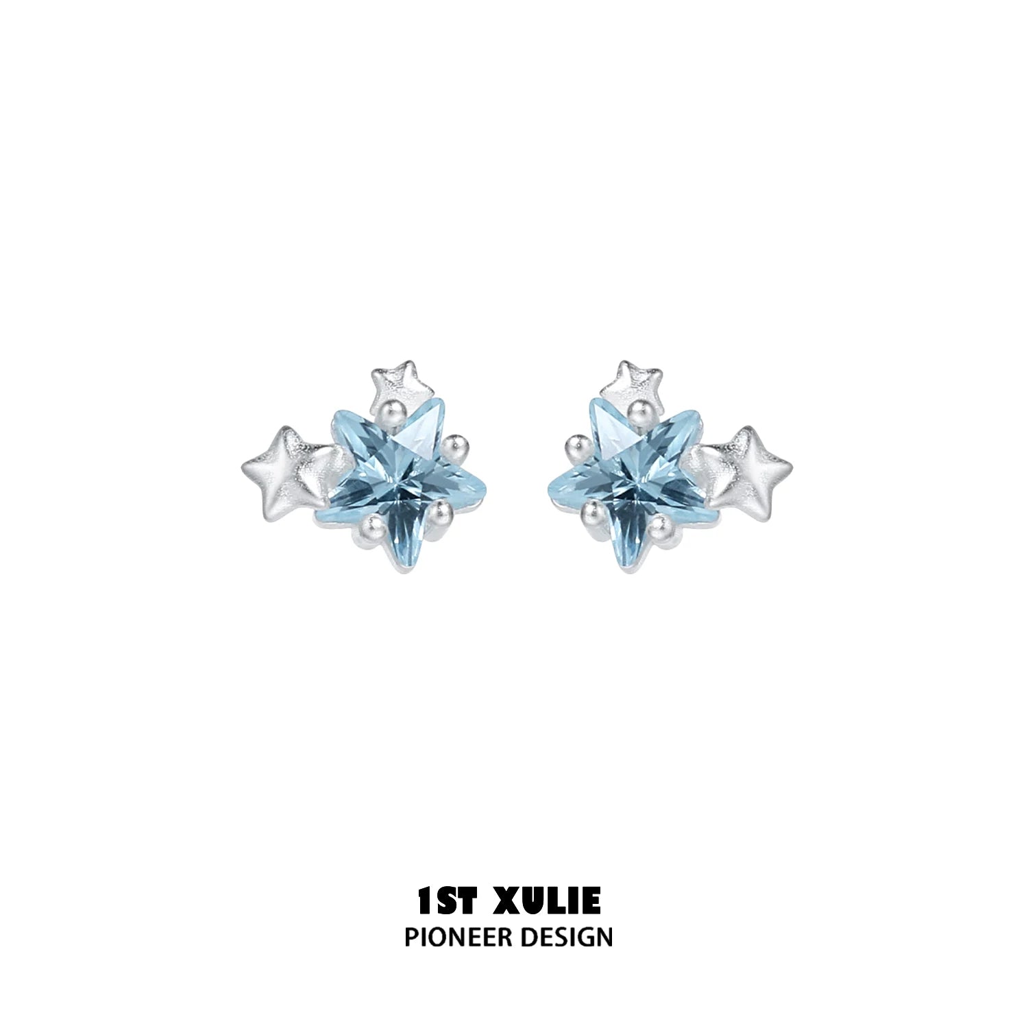 1ST XULIE Sterling Silver Star Stud Earrings