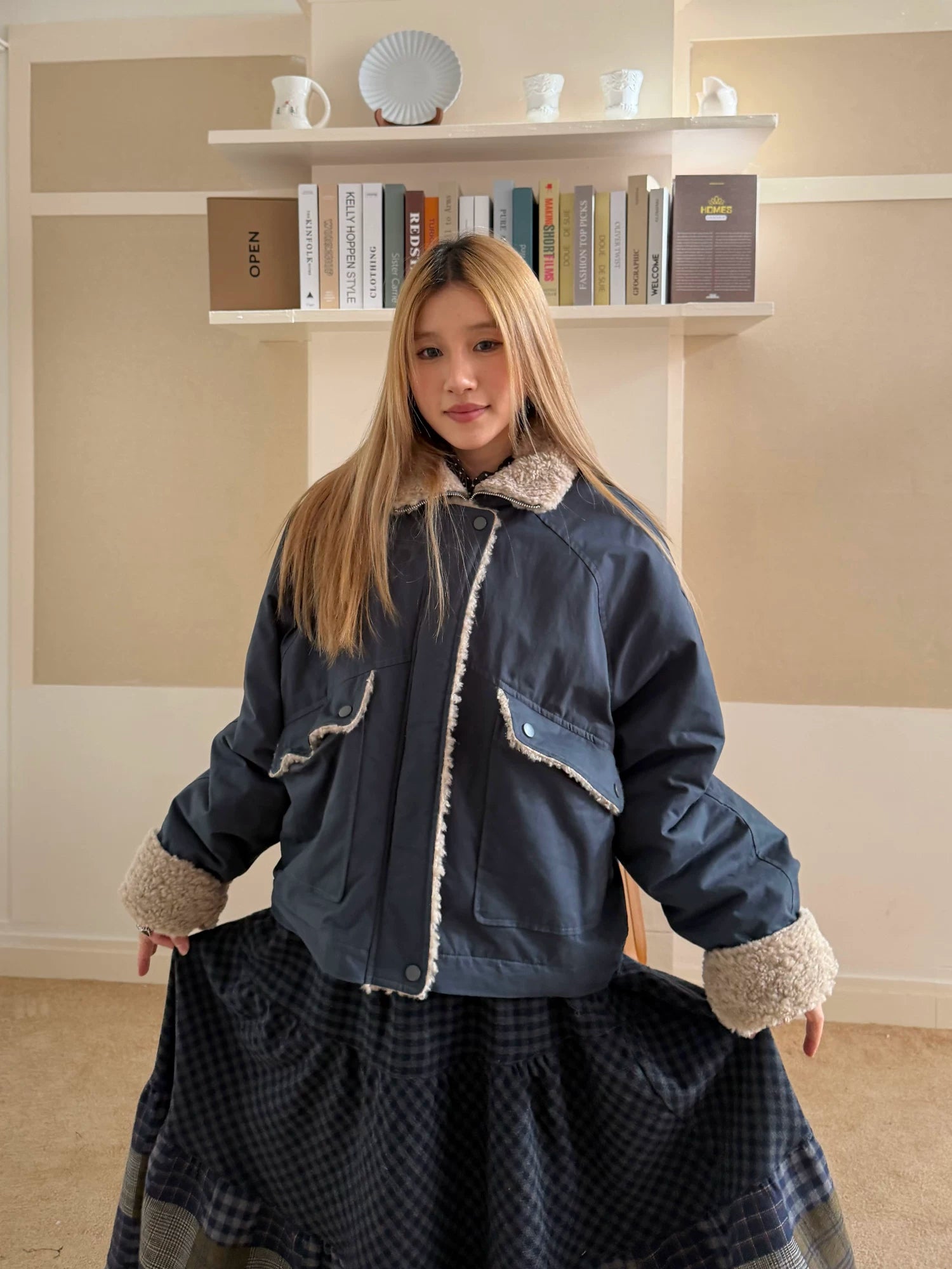 CCYE Lamb Wool Splicing Tooling Jacket