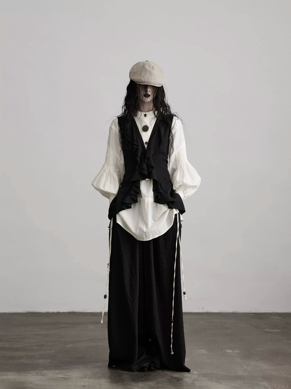 INDULGE Drawstring Vintage Long Sleeve Shirt