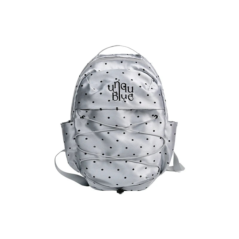Unique blue Silver Polka Dot Faux Leather Drawstring Backpack