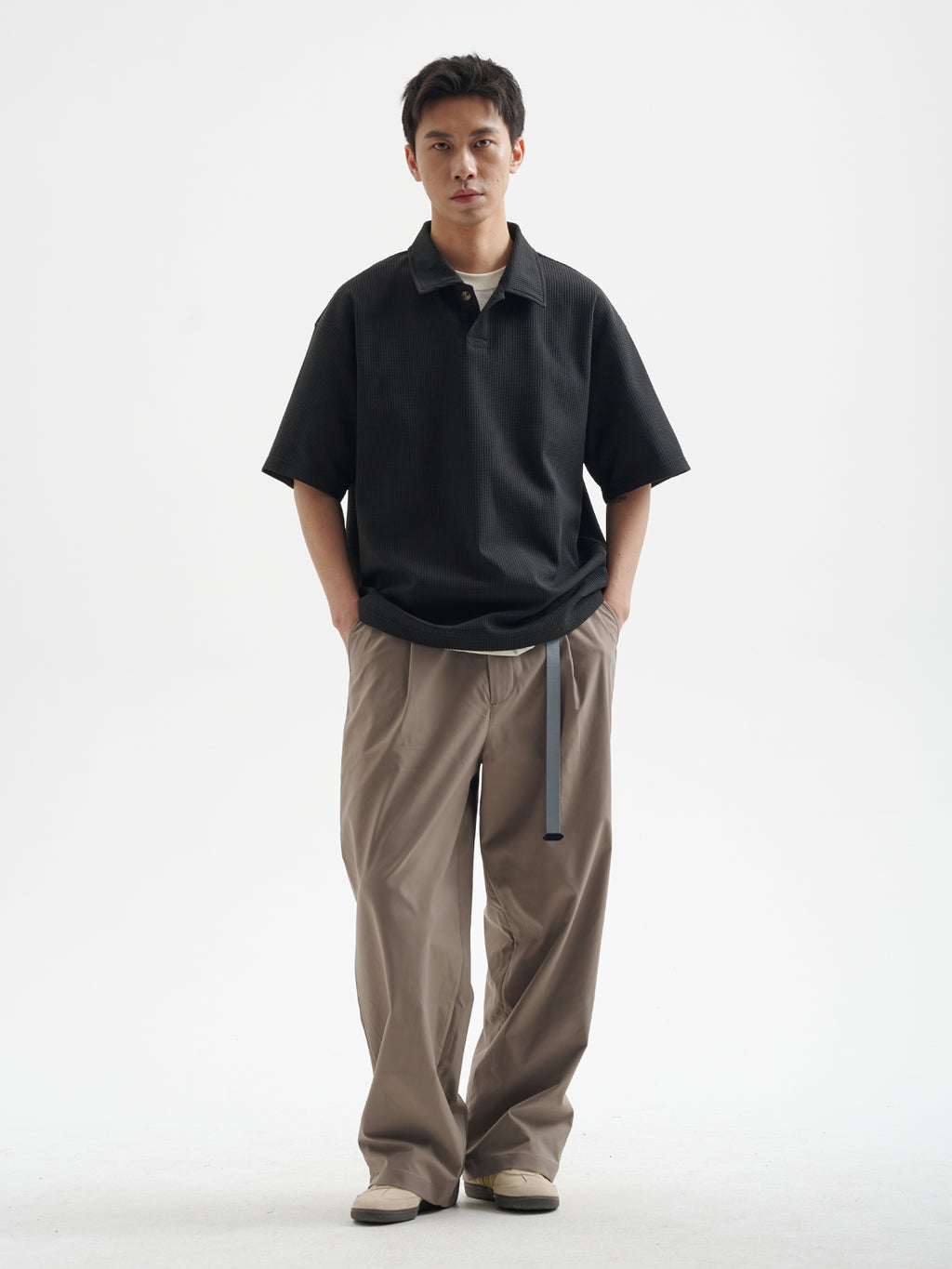 BUTTBILL 25SS Vintage commuter solotex waffle polo shirt