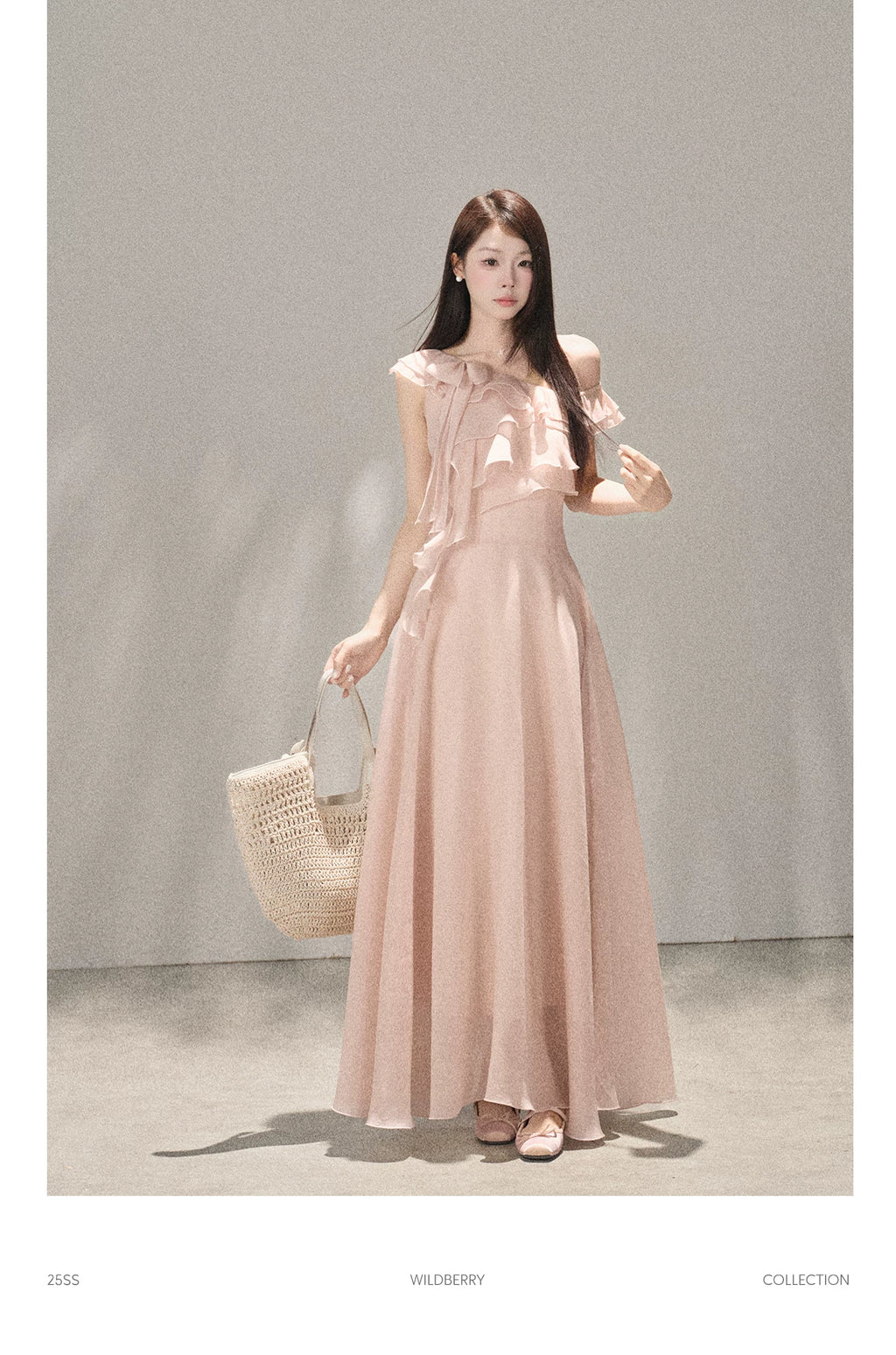 Wildberry Slanted Shoulder Waist Temperament Dress