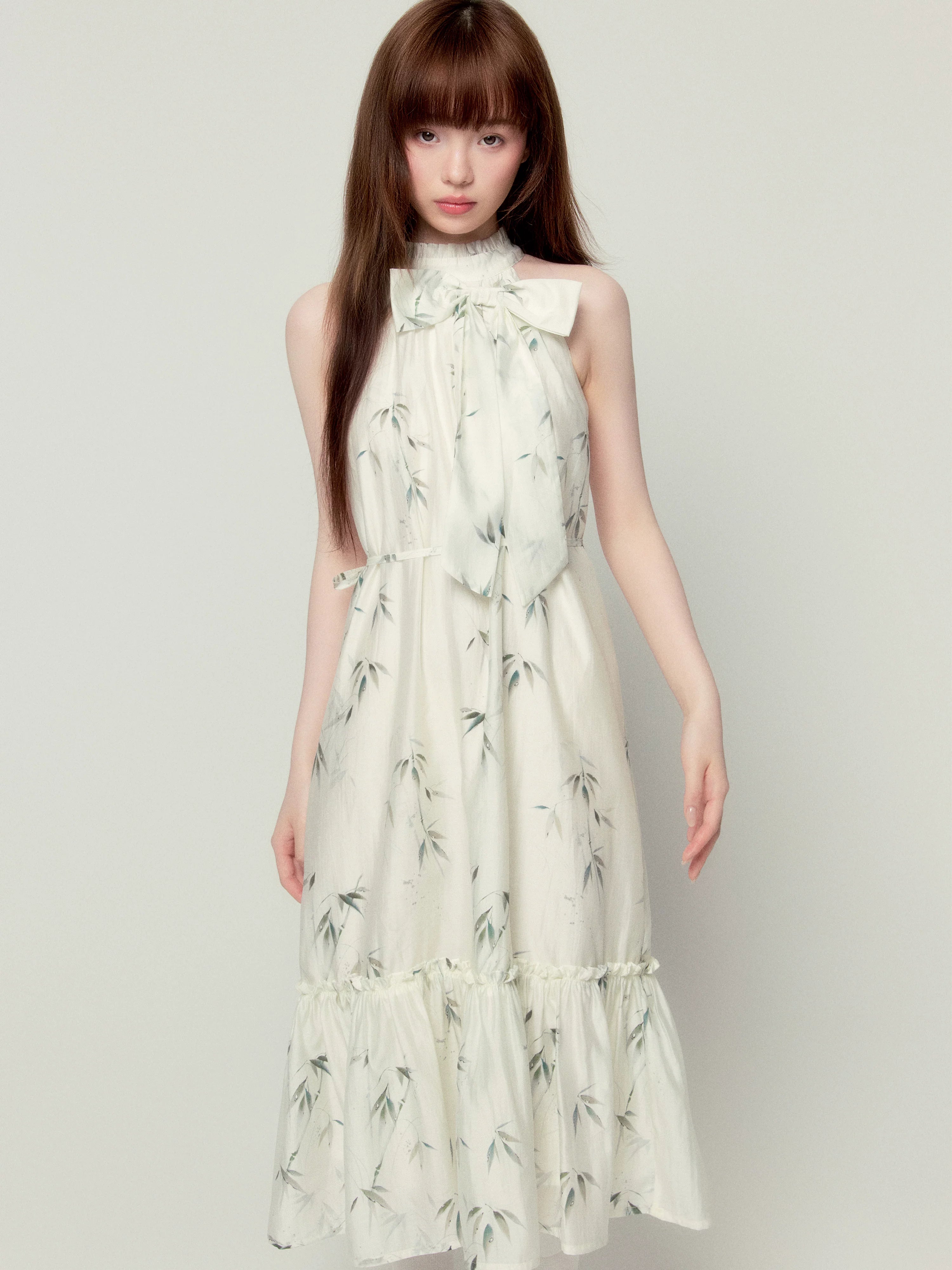 LOST FOREST Neck Bow Loose Dress