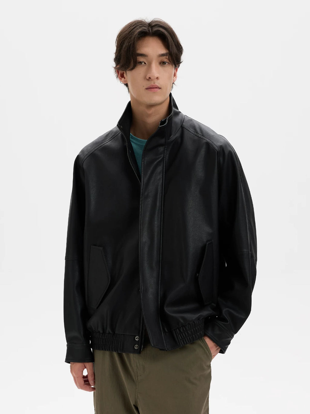 BUTTBILL Vintage Motorcycle PU Leather Loose Jacket