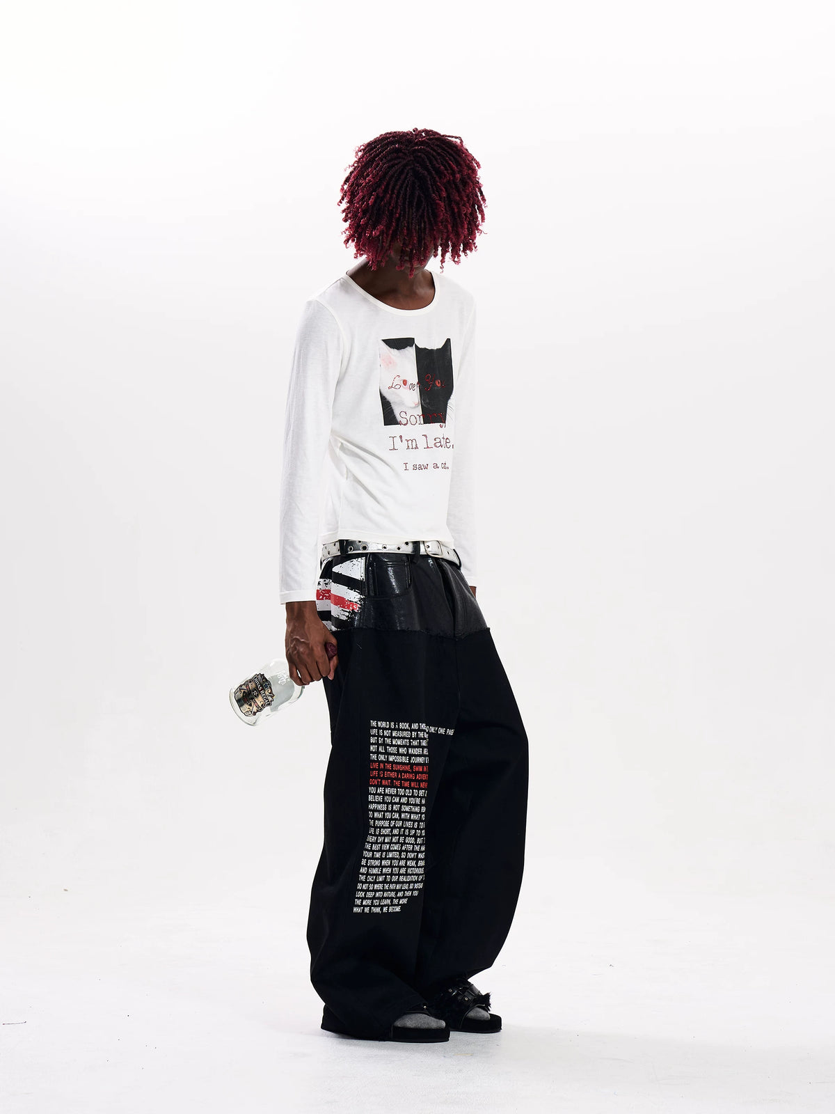 Fourth3ex Cat Print Breathable Long-Sleeve Tee