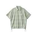 BUTTBILL Plaid Zip-Up Pleated Oversized Shirt