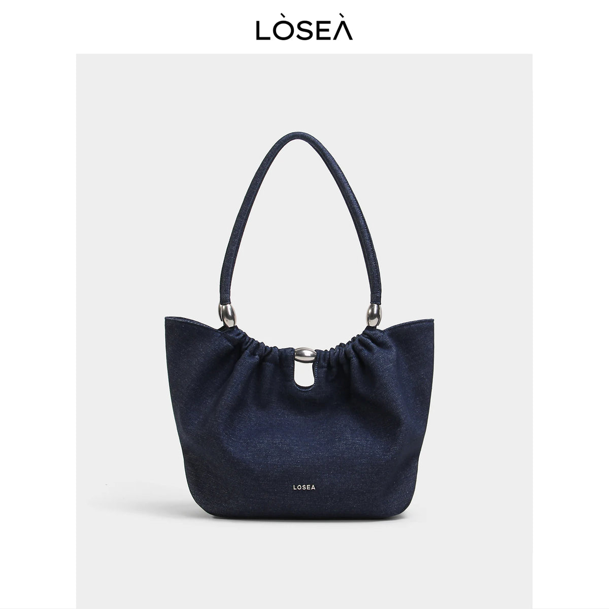 LOSEA Denim Blue Magnetic Snap Shoulder Bag
