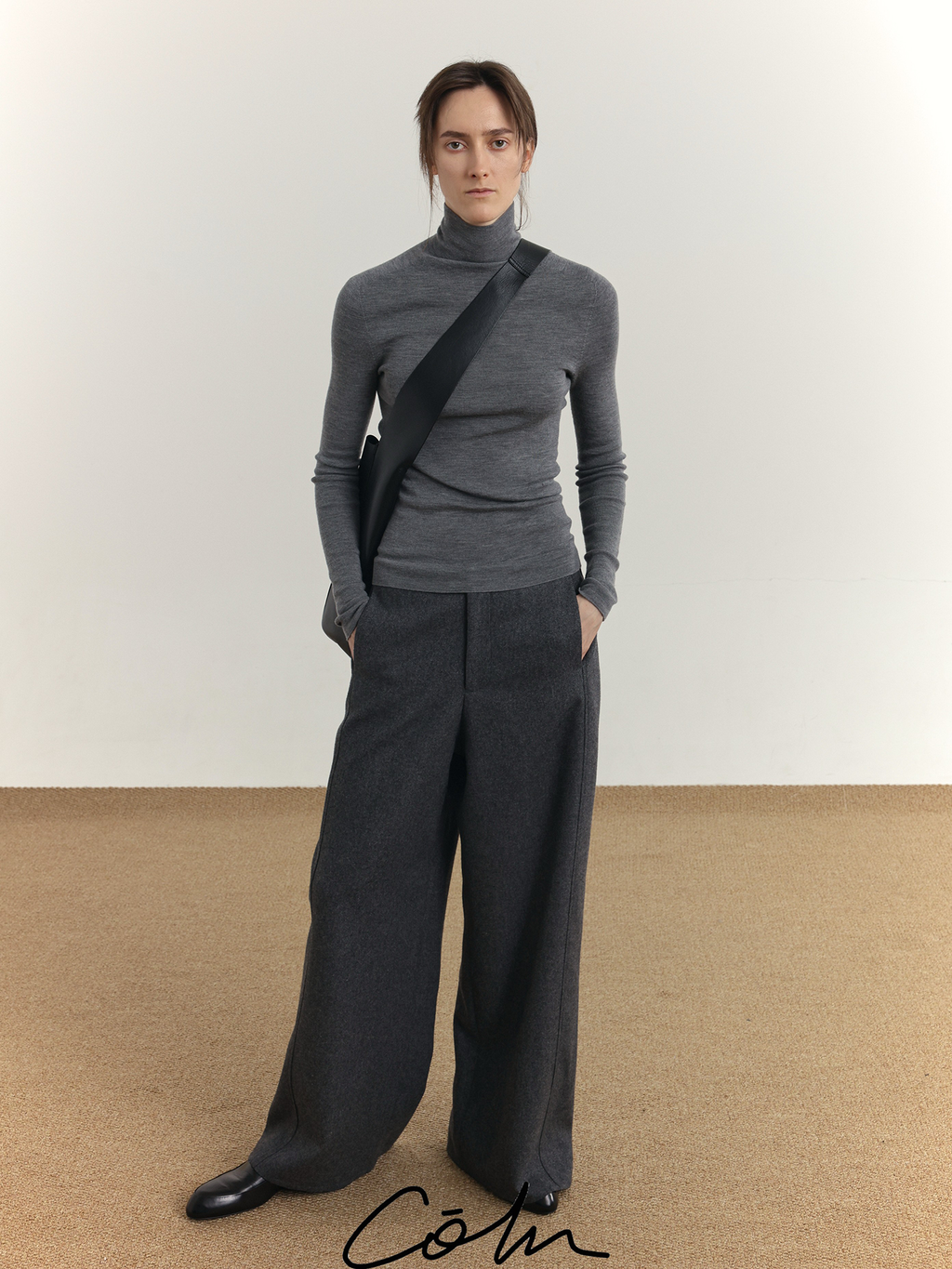 COLN Woolen Straight Skinny Casual Pants