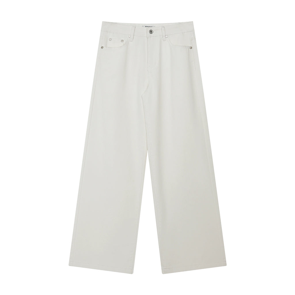 FUNKYFUN Versatile Thickened Straight Loose Twill Rivet Jeans