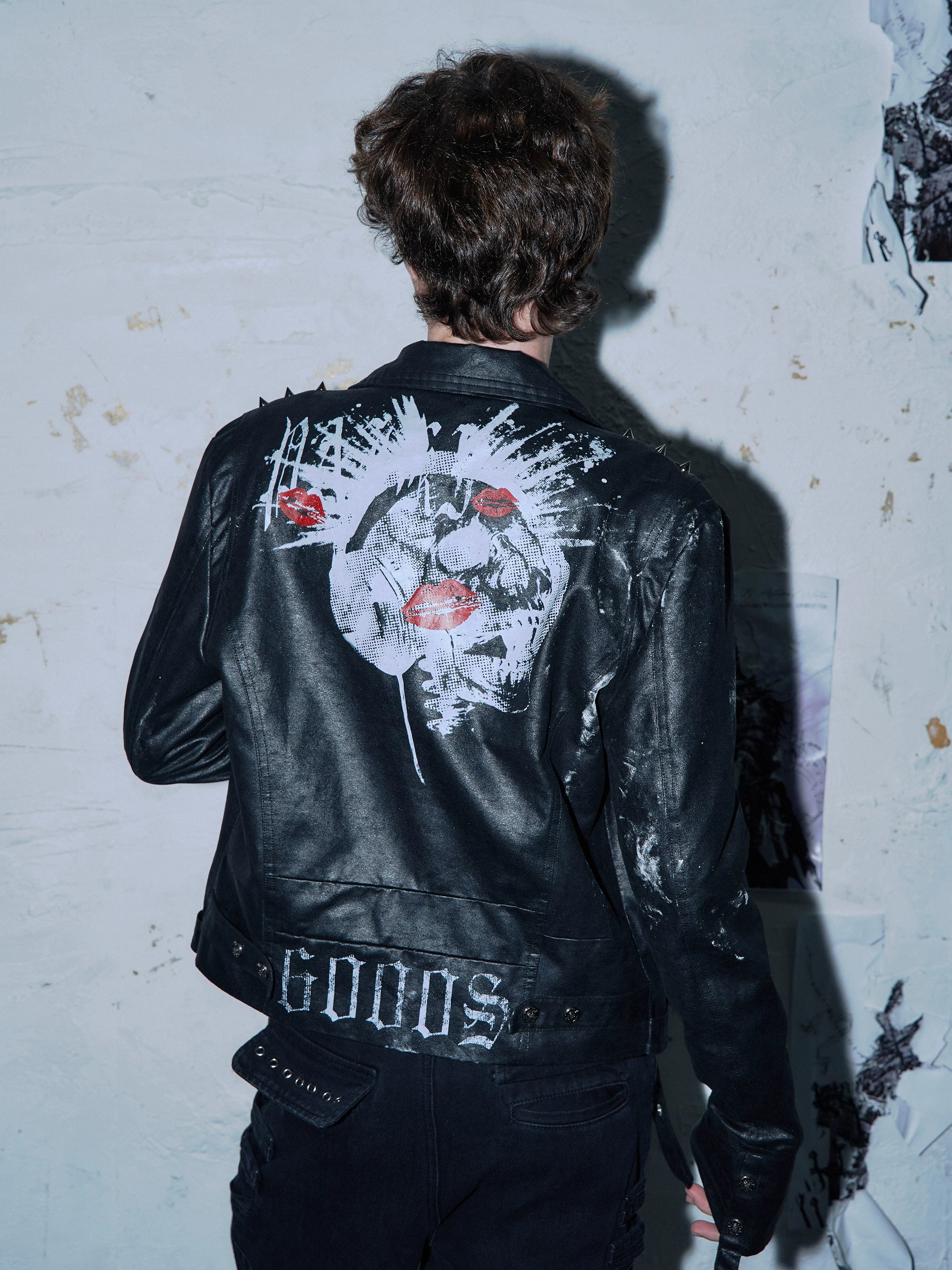 PAIKI Hickey Skull Headphones Leather Jacket