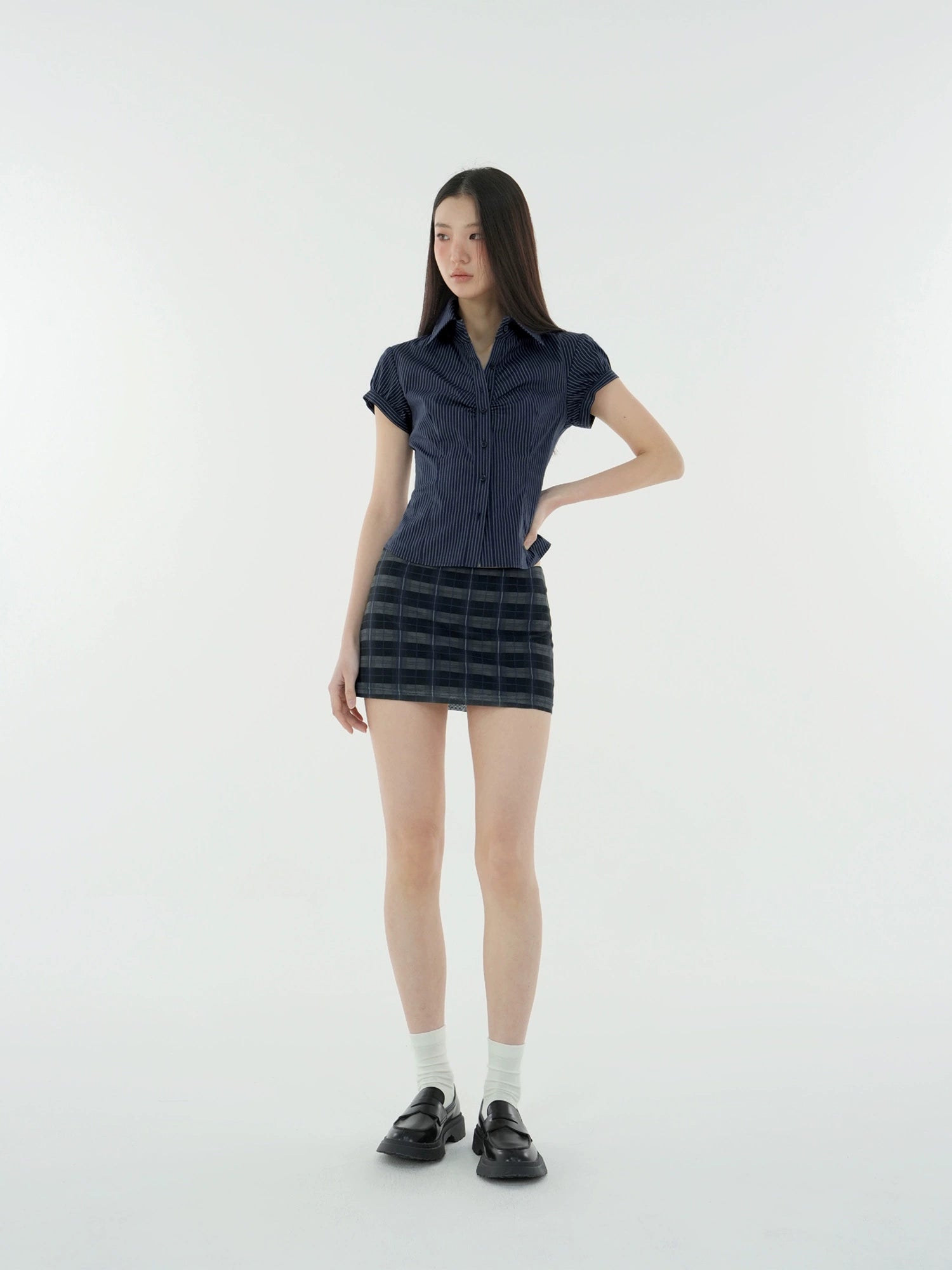 Jim Kennet Vintage Striped Waist Short Sleeve Shirt