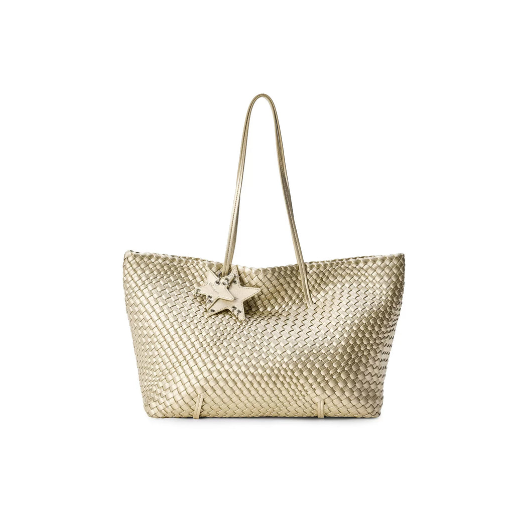 ECODAY Champagne Woven Faux Leather Tote