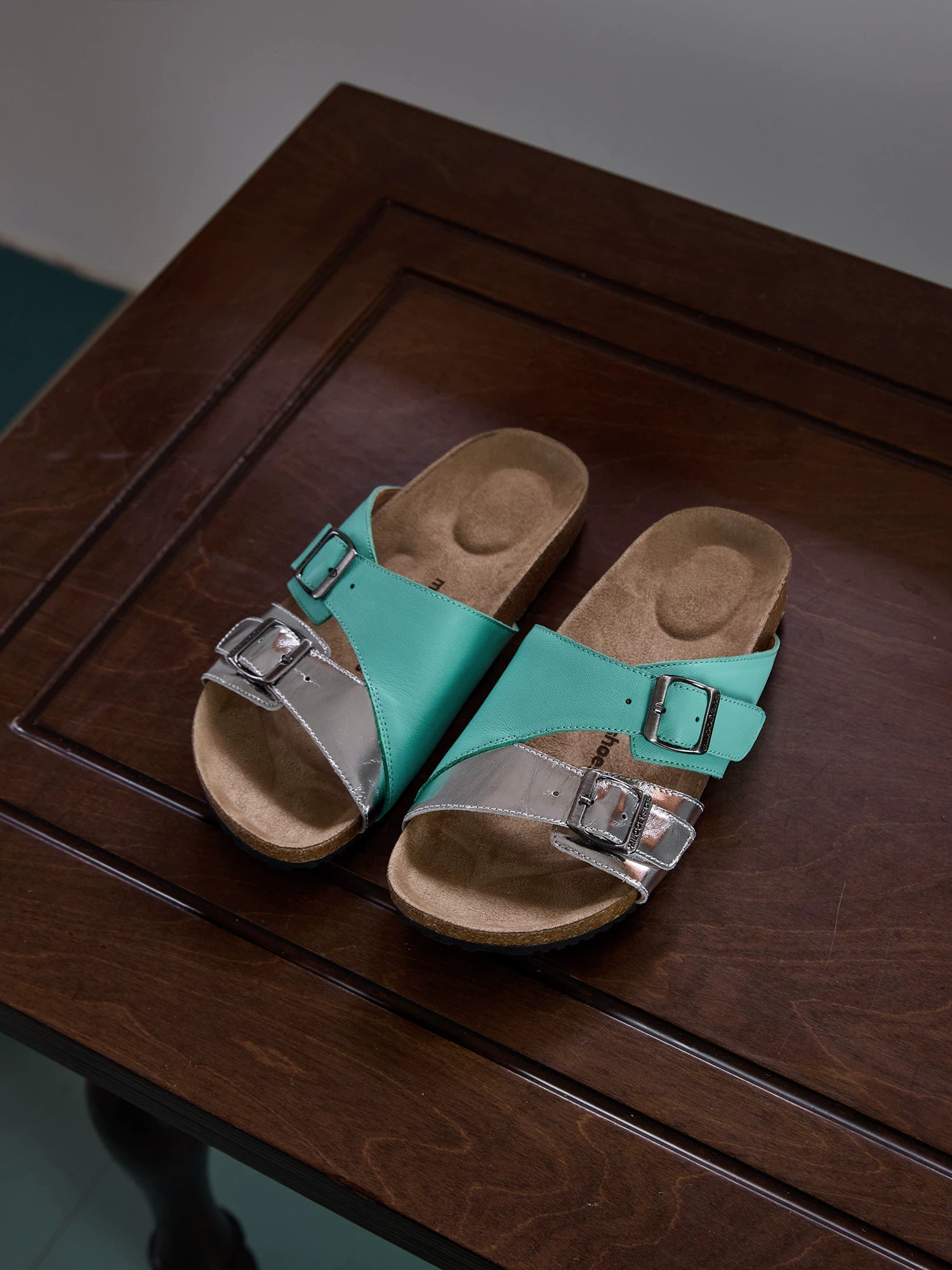 MILOOEY Leather Double Buckle Slide Sandal