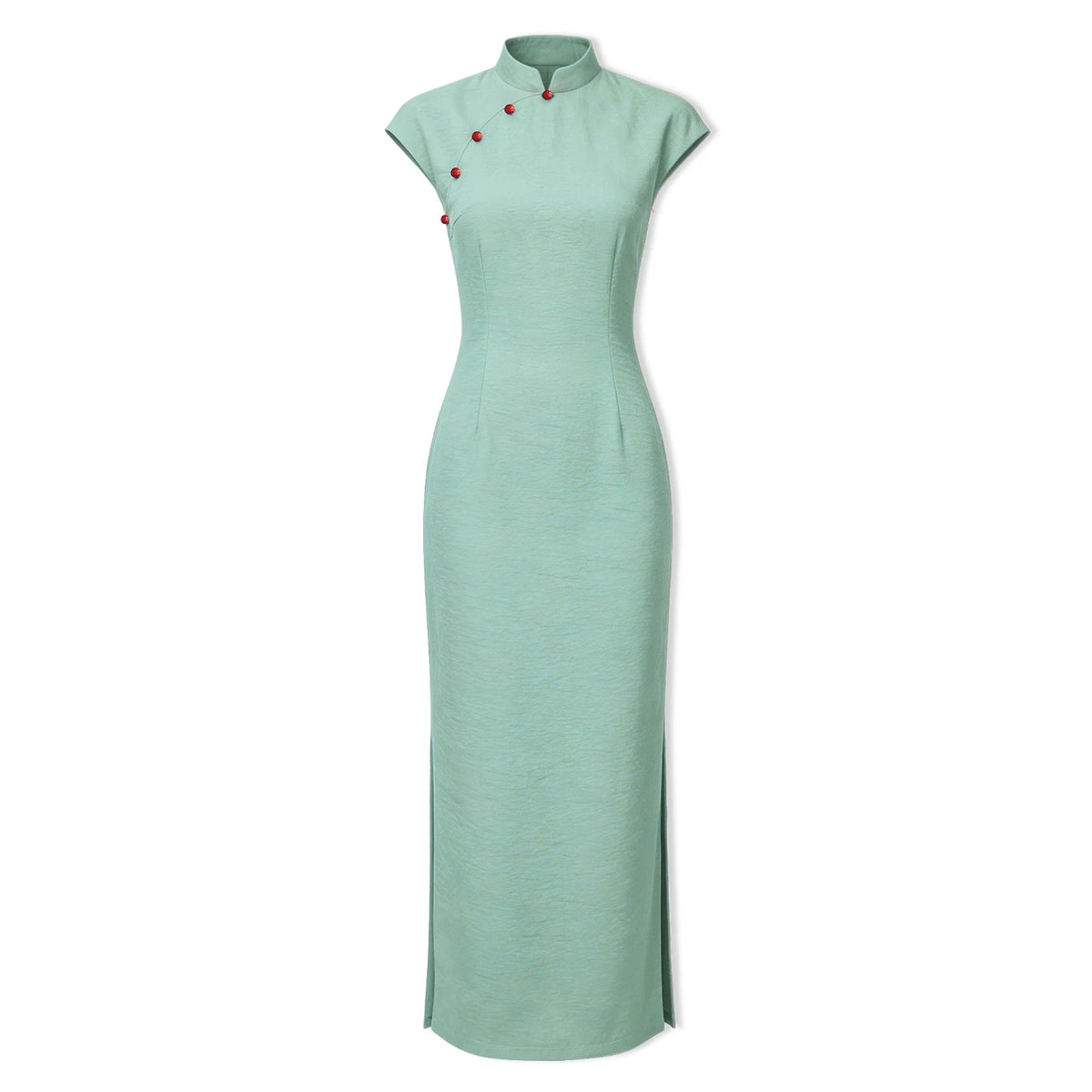 ZIHE Ice Silk Wrinkle-Resistant Long Qipao Dress