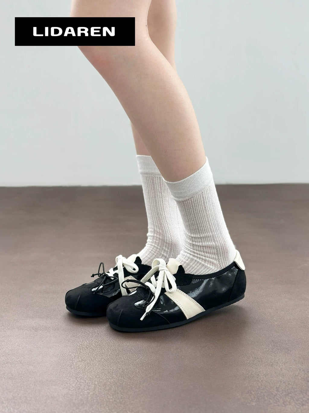 Lidaren Produced Mixed-Media Lace-Up Square-Toe Mary Jane Sneaker