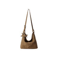 ECODAY Caramel Suede Woven Shoulder Bag - Magnetic Snap