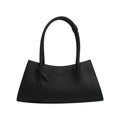 COSTUSTOOT Black Textured Faux Leather Magnetic Snap Shoulder Bag