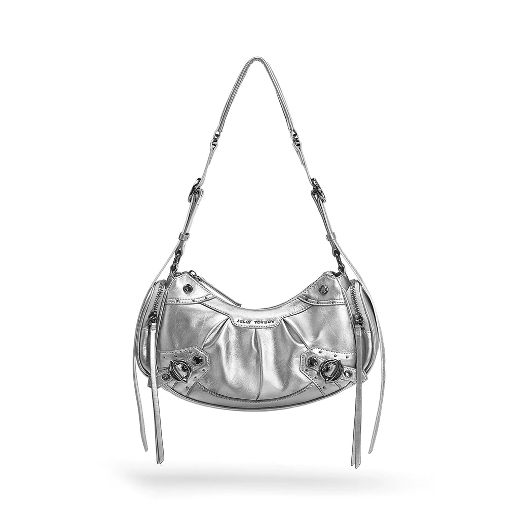 JELLY TOYBOY Silver Faux Leather Zip-Top Underarm Bag