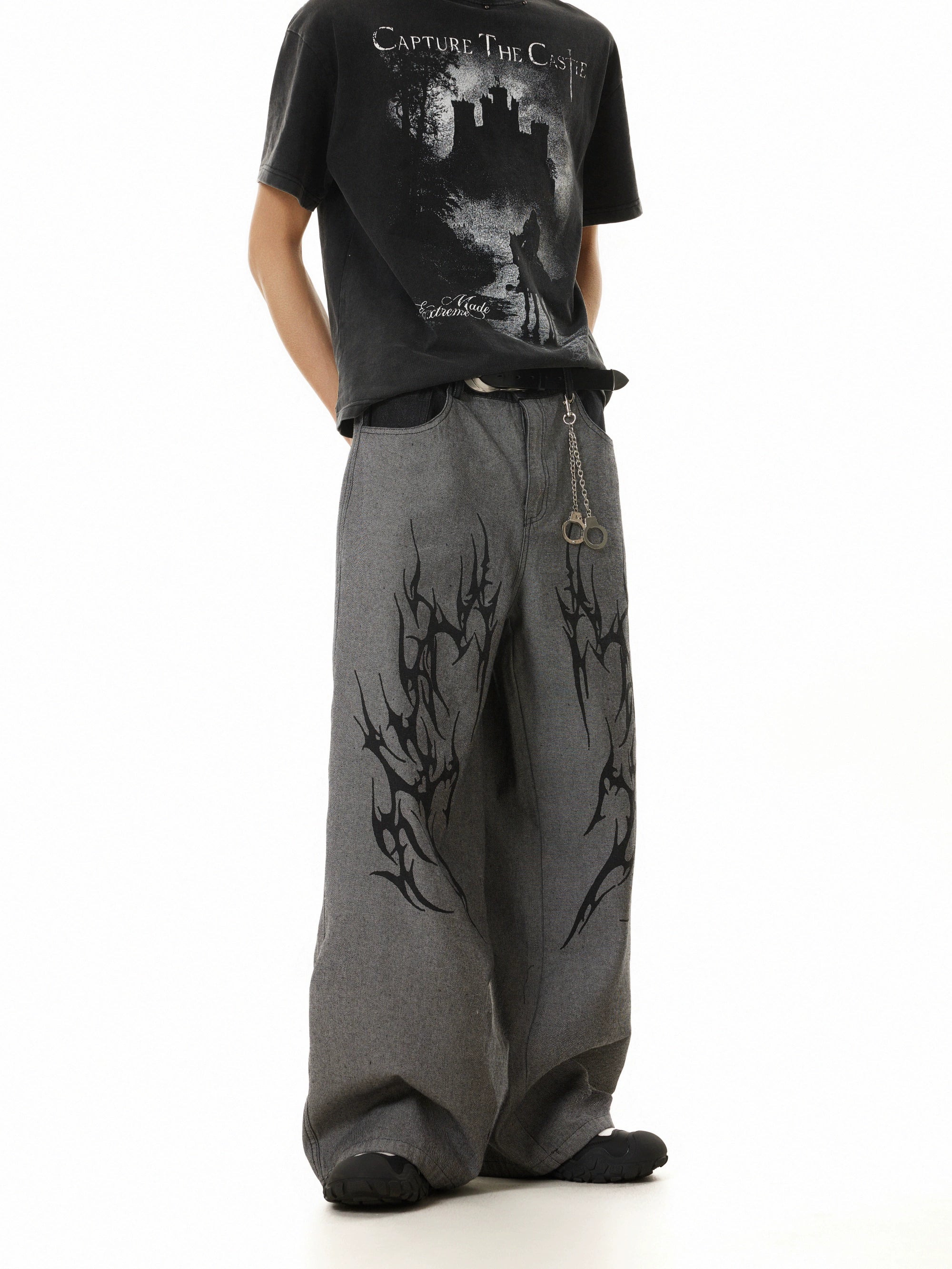 BTSG Thorn Totem Embroidery Stitching Vintage Jeans
