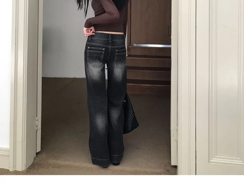 Audwyn Washed Old Black Straight Jeans