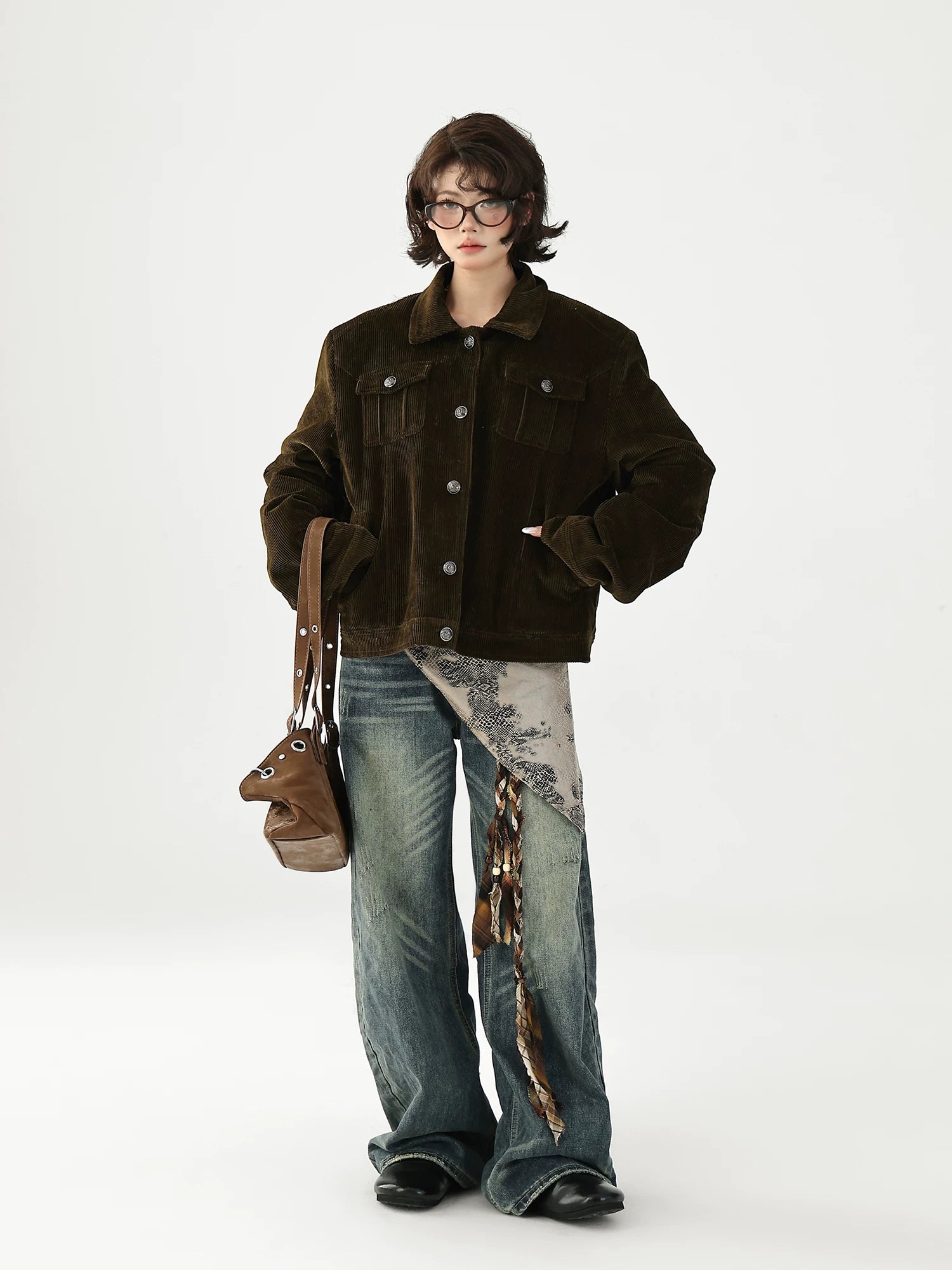 AceStudios Vintage Thickened Padded Short Fur Collar Jacket