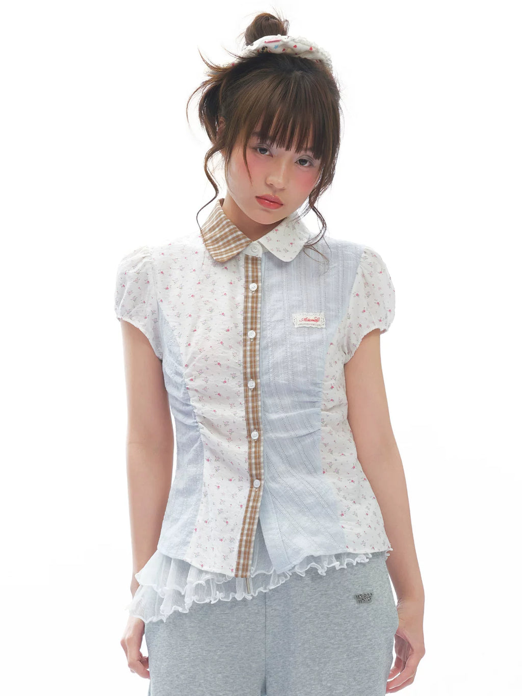 MASOOMAKE Contrast Patchwork Slim Fit Polo Tee