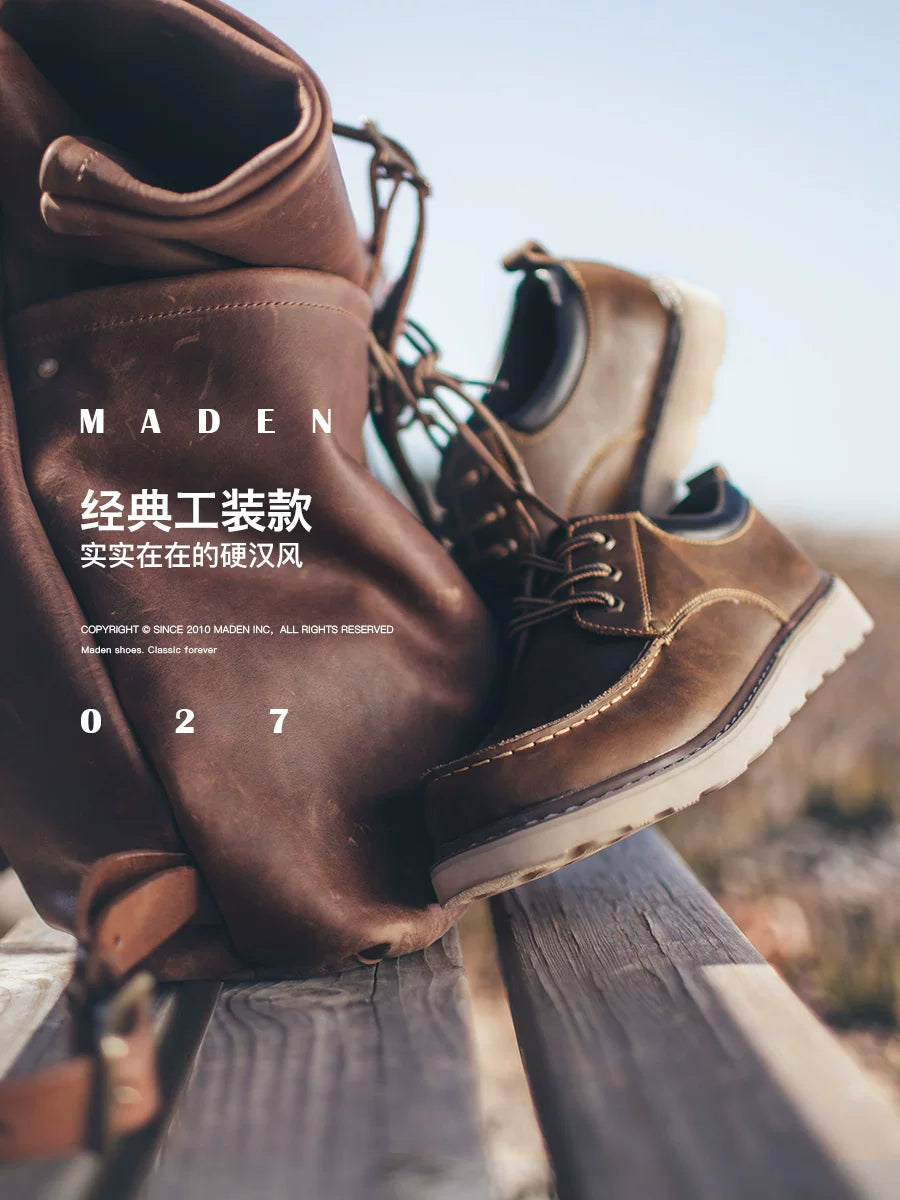 MADEN Crazy Horse Leather Lace-Up Work Boot