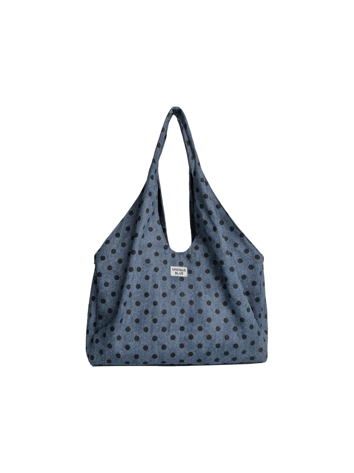Unique blue Polka Dot Faux Leather Zip-Top Shoulder Bag
