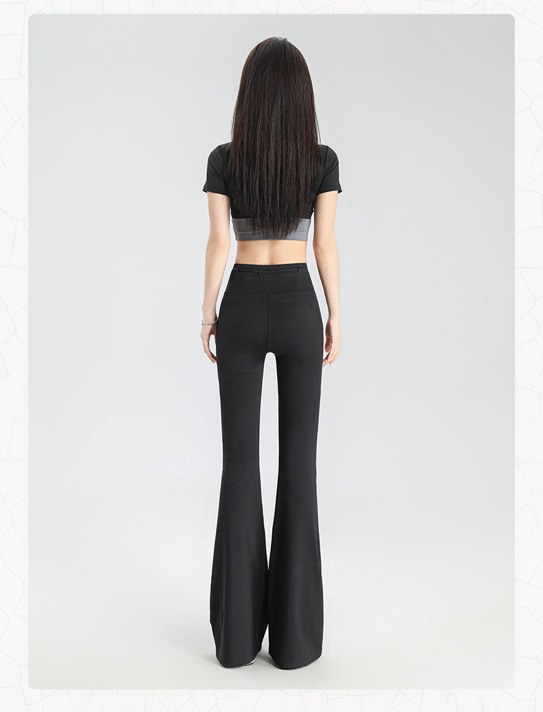 TIANQINGSE Micro-pull Sports High-waisted Slim-fit Fitness Pants