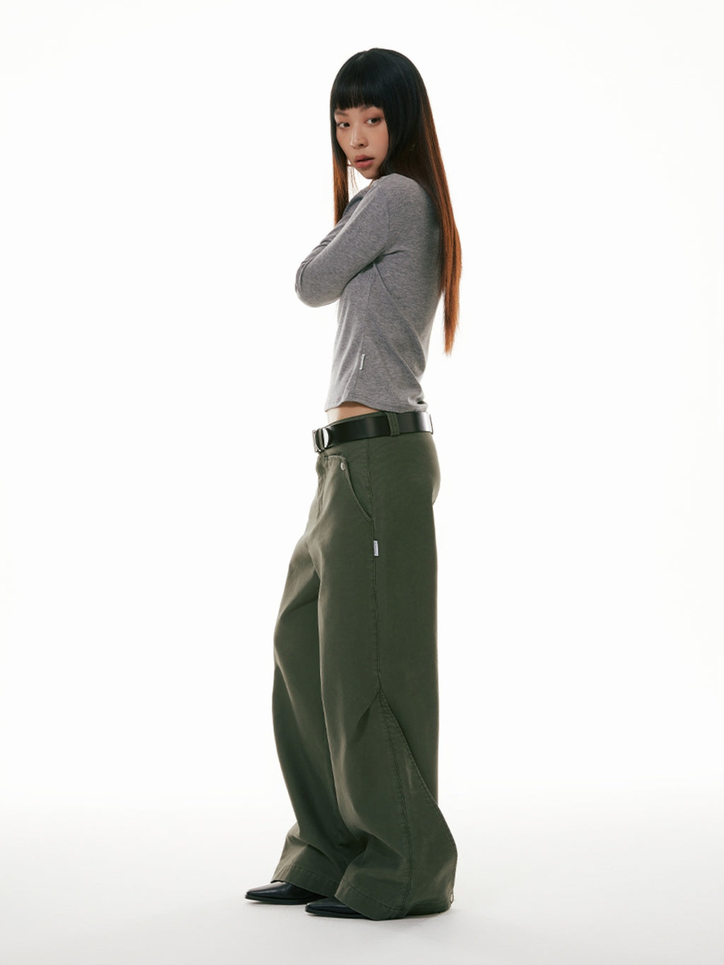 FUNKYFUN Bead Sail Wide-leg Straight Tooling Slacks