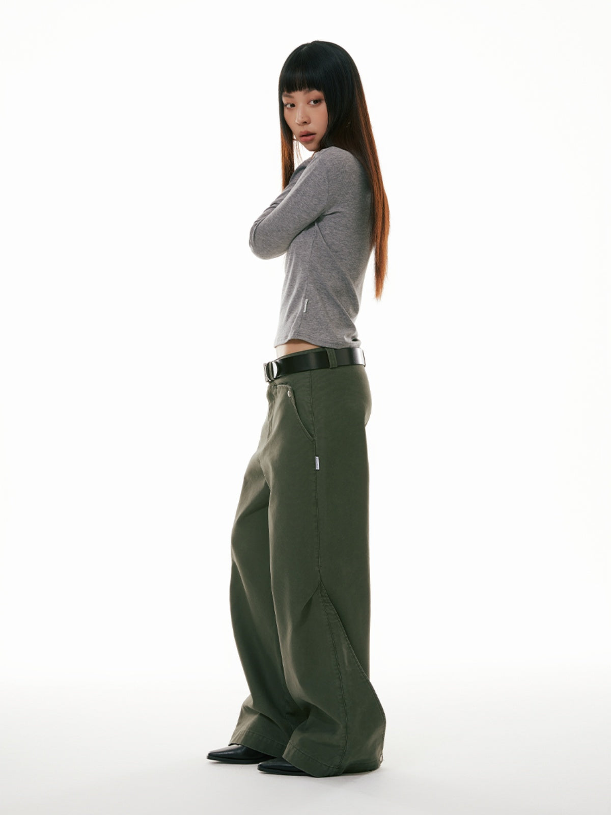 FUNKYFUN Bead Sail Wide-leg Straight Tooling Slacks