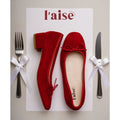 L'aise Suede Bow Block-Heel Ballet Flat