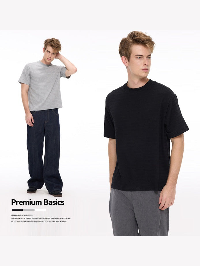 UNF Front Shoulder Slim-fit Crew Neck Knitted Tee