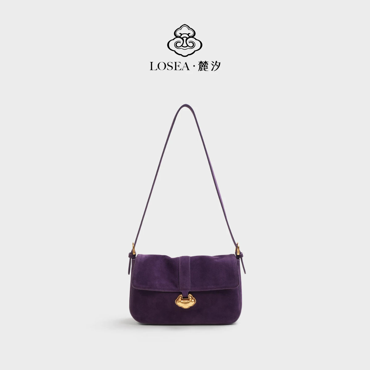 LOSEA Purple Faux Leather Magnetic Snap Underarm Bag