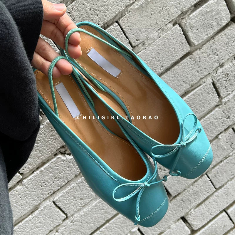 CHILIGIRL Leather Bow One-Strap Slide