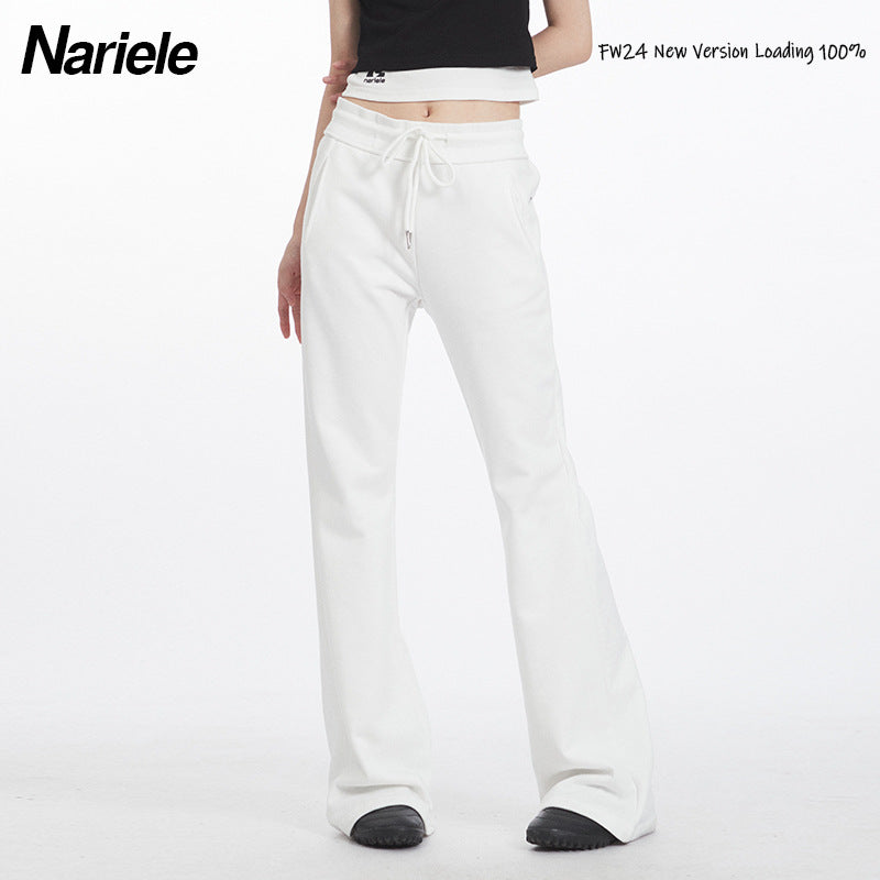 Nariele Embroidered Micro-pull Casual Sports Drawstring Pants