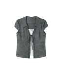 Two days off lab Plaid Colorblock Faux Two-Piece Loose Shirt