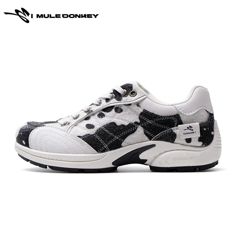 Mule Donkey Cowhide Print Lace-Up Sneaker