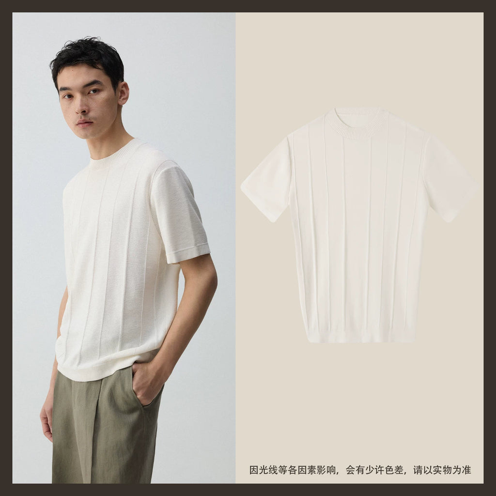 CULTUM Vertical Stripe 100% Cotton Breathable Relaxed Tee