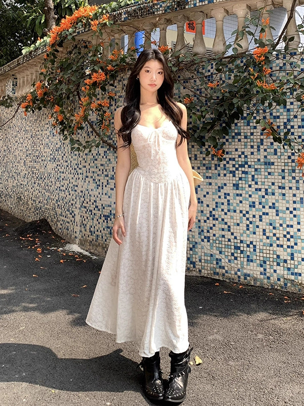 WITHMIN Sexy Off-the-shoulder Waist Relaxation Vacation Dress