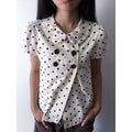 3months Polka Dot Button Bubble Sleeve Blouse