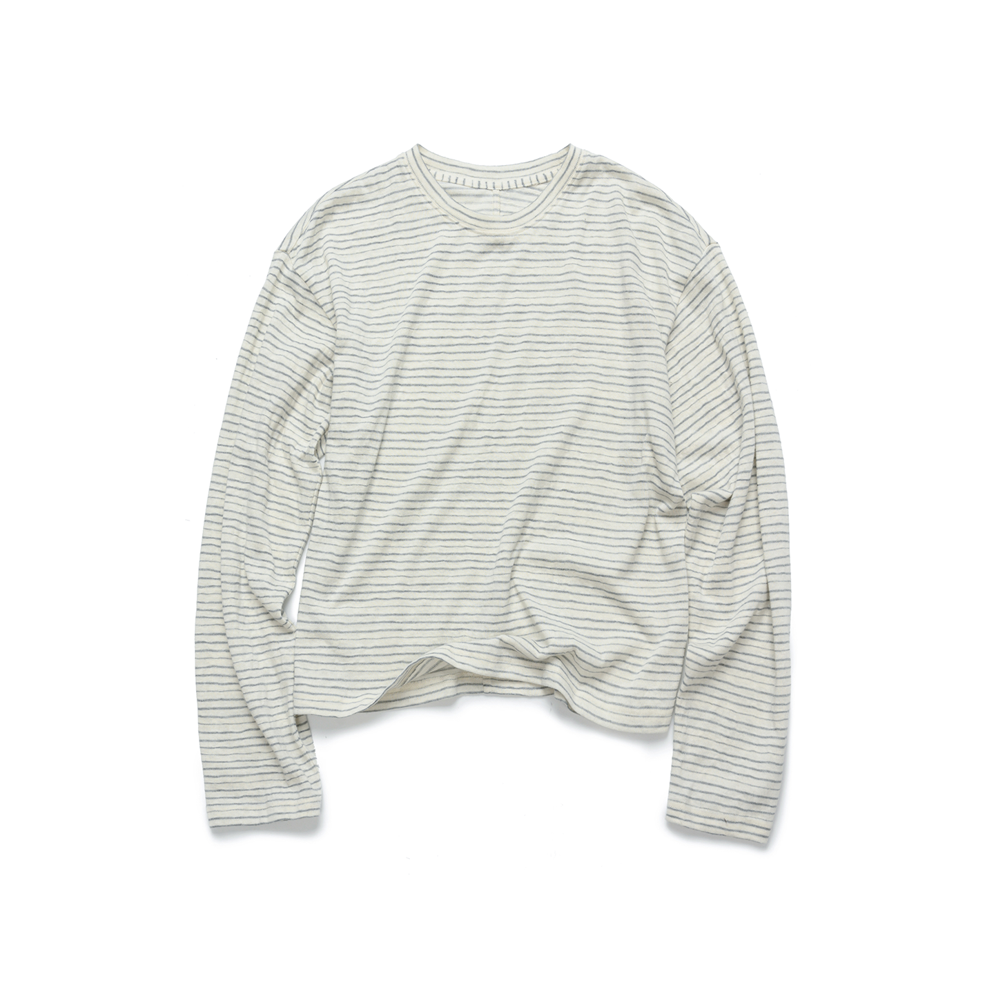 Set for Life Striped Lazy Casual Short Wide Crew Neck Long Sleeve