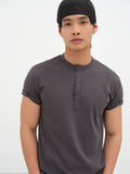 Yausye Snowflake Linen-Blend Relaxed Henley Tee