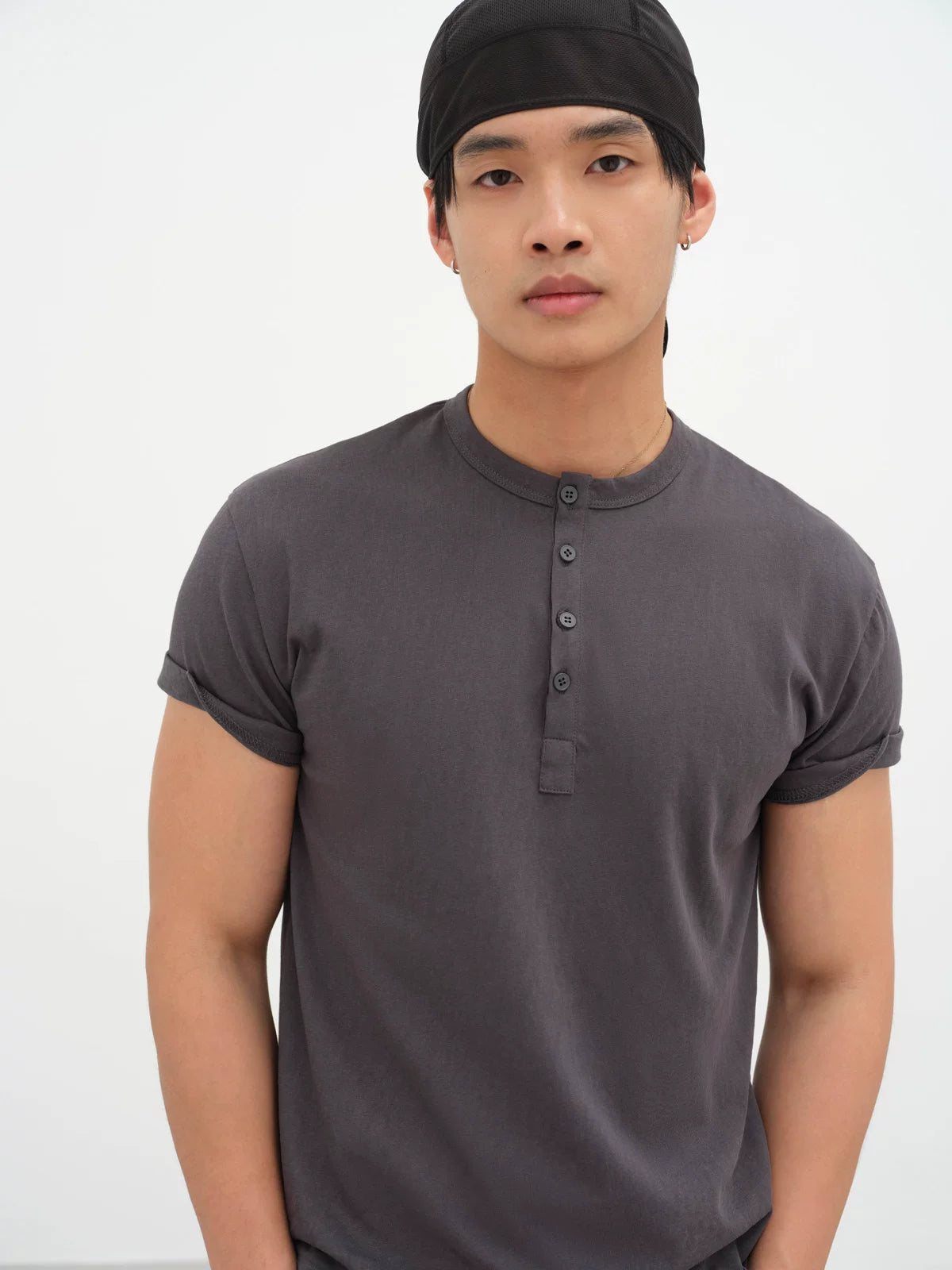 Yausye Snowflake Linen-Blend Relaxed Henley Tee